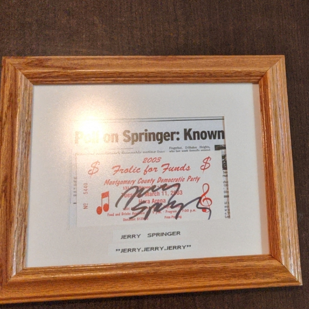 Jerry Springer autographed fundraiser ticket
